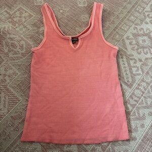 Pink Sleeveless Waffle Top